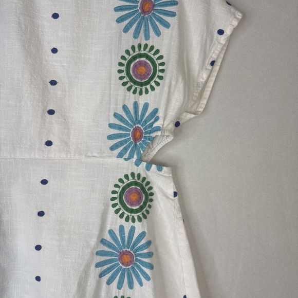 Formula Joven White Embroidered Dress Small Floral Cutout Cotton Boho - Picture 7 of 11